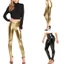 Quần Legging Giả Da GODD PU Cho Nữ Lấp Lánh Sáng Kim Loại Vàng Bạc Quần Sáng Phong Cách Punk Slim Pencil Pan