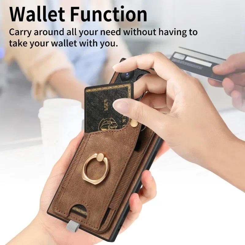 Bao Da Điện Thoại Có Ngăn Đựng Thẻ Từ Tính Cho samsung galaxy s21 s20 fe s24 s23 s22 ultra s10 plus s9 s8 Ốp