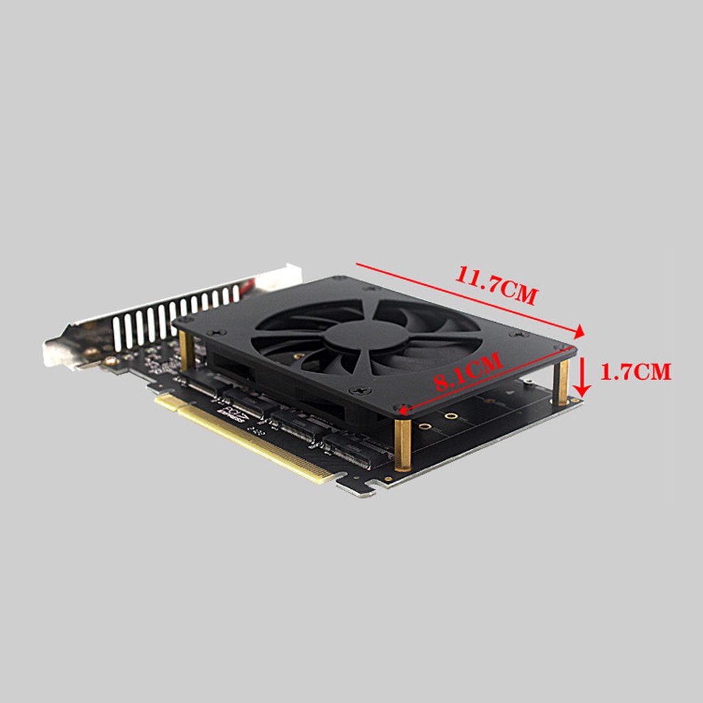 Card Chuyển Đổi Pci-E m.2 mkey 2230 2242 2260 2280 ssd raid 4 * 32gbps pcie x16 Thẻ