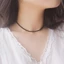 Vòng Cổ Choker HimHip Dây Trơn Đá Đen Khóa Hợp Kim Cao Cấp 32+7cm