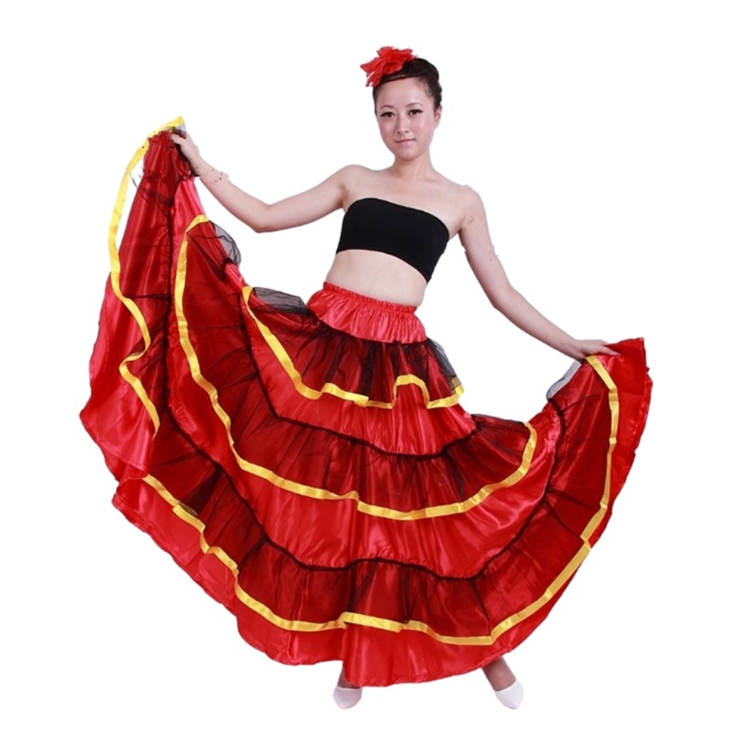 Dasbsug Váy khiêu vũ Flamenco thanh lịch Váy khiêu vũ bụng Váy khiêu vũ Flamenco Tây Ban Nha