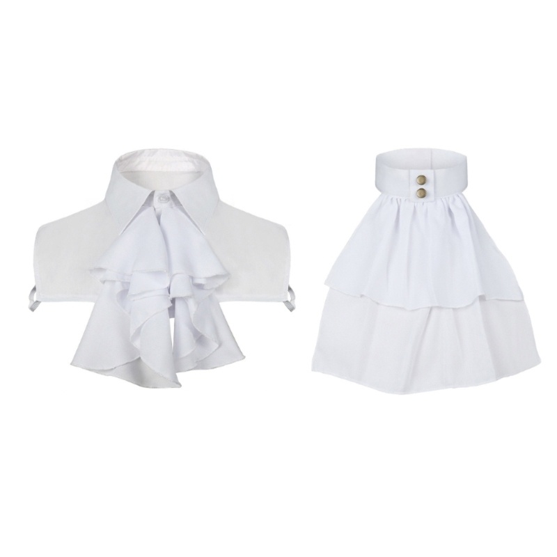 Dassbsug Nữ Có Thể Tháo Rời Xù Jabot Cổ Giả Gothic Tuyên Bố Thời Trang Victoria