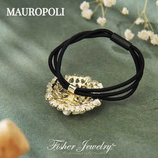 Mauropoli [Sẵn sàng] Dây buộc tóc kiểu Pháp cổ điển, hoa đính đá, buộc đuôi ngựa, dây cao su, phụ kiện nữ