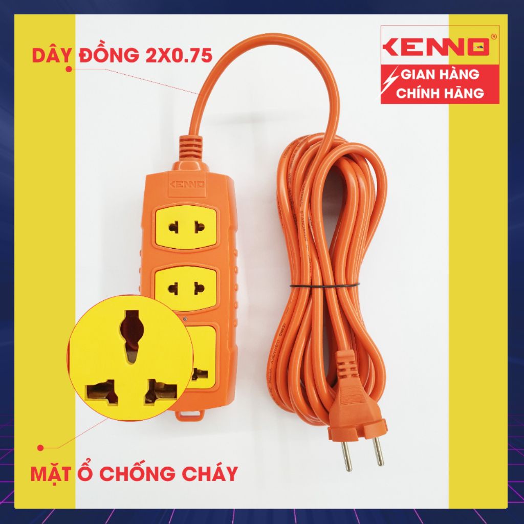 Ổ Cắm Điện 3 chấu Qled/Kenno không dây và có dây Chịu Tải Công Suất Cao 6000w  màu cam