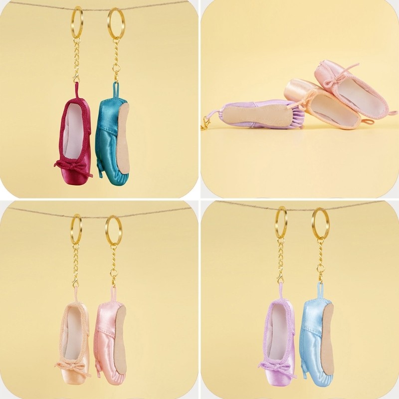 Wellb Delicate Satin Pointe Giày Móc Khóa Mini Ballet Phụ Kiện Móc Khóa Dễ Thương Quyến Rũ
