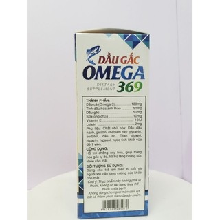 DẦU GẤC OMEGA 369 hỗ trợ chống oxy hóa cho mắt , não , tim lọ 60 viên
