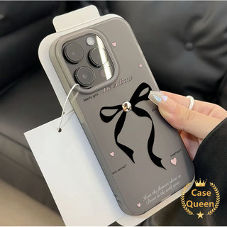 Ốp Lưng Trái Tim Tình Yêu Nơ Đen Dễ Thương Thời Trang Tương Thích Cho IPhone XR 13 15 11 12 16 14 Pro Max 8 16 6 7 6s 15 Plus X XS Max SE Sang Trọng Lỗ Lớn Mờ Trong Suốt