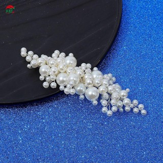 Kẹp tóc ngọc trai thanh lịch Barrettes Mũ hợp kim cầm ổn định có ngọc trai giả
