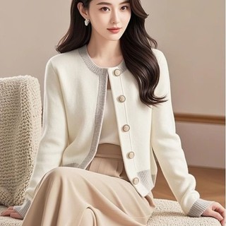Thời Trang Đơn Giản Màu Sắc Phù Hợp Áo Len Áo Khoác Nữ Xuân Thu Phong Cách Mới Rời Tính Khí Tất Cả Trận Đấu Dệt Kim