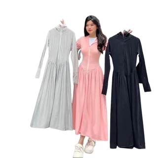 Áo Khoác Chống Nắng Toàn Thân Nữ Dáng Váy Vải Thun Lạnh - Màu Đen - Women, Top