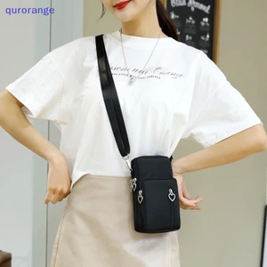 Qurange Vải Đeo Ngang Túi Dành Cho Nữ Nam Túi Xách Nhỏ Đeo Vai Túi Hàn Quốc Bé Gái Bé Trai Học Sinh Dây Kéo Túi Điện Thoại Ví ror