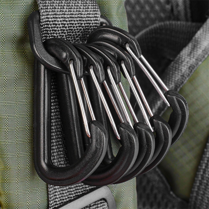1 / 5 Cái Kẹp Carabiner Hình Chữ D Màu Đen / Móc kết nối dây lều đa chức năng / Ba lô cắm trại ngoài trời Khóa chống trộm / Khóa núi bền