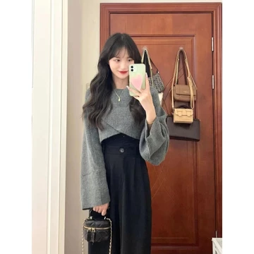 【Bess's house】áo len nữ,khoác cardigan,áo len kiểu,áo len mongtoghi nữ,áo cardigan nữ,croptop,Áo sweater Trễ Vai Phong Cách vintage Thời Trang Cho Nữ,áo len quảng châu,áo len dệt kim tay dài,áo len đ