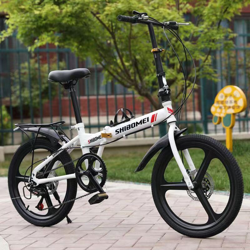 Xe đạp gấp Shibomei bánh 20inch, có chắn bùn và ghế ngồi sau _ xe đạp số siêu nhẹ, tiện lợi
