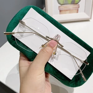 Kính Không Gọng Kim Loại Siêu Nhẹ Chống Tia Bức Xạ Phong Cách retro Cho Nam Và Nữ