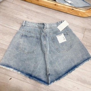 Quần đùi jean bigsize nữ lưng cao tua lai rách đen xanh, Quần bò nữ một khuy ống rộng mặc thoải mái J5