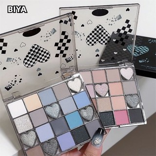 BIYA Bảng Phấn Mắt Mờ Ngọc Trai Lấp Lánh Sequin Màu Đất Nhiều Màu Khói Má Hồng Phấn Mắt