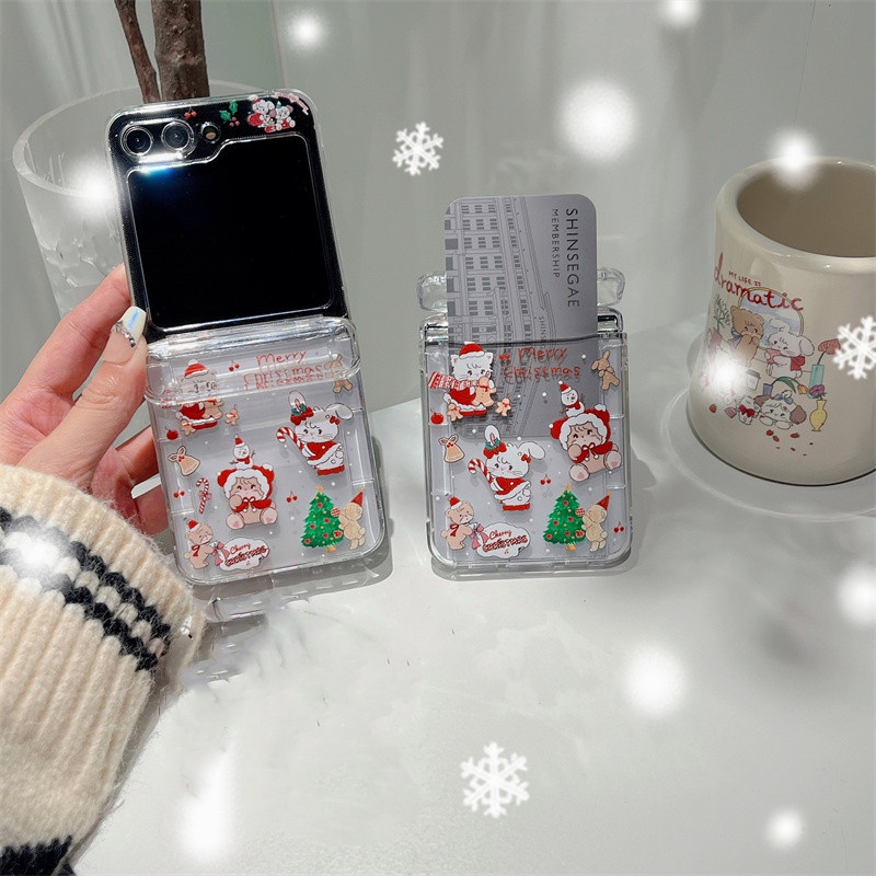 Dễ Thương Ốp Điện Thoại pc Cứng Trong Suốt Chống Sốc Dạng Ví Hình Gấu Cho samsung galaxy z flip 5 z flip 4 z flip 3 5g flip3 flip4 flip5