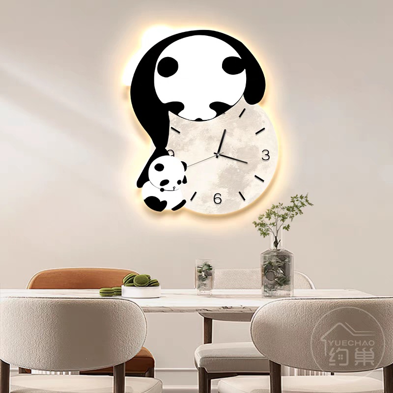 Đồng Hồ 3D Đèn LED Gấu Trúc Đáng Yêu Trang Trí Nhà Cửa, Cửa Hàng, Nhà Trẻ, Quà Tặng Người Thân