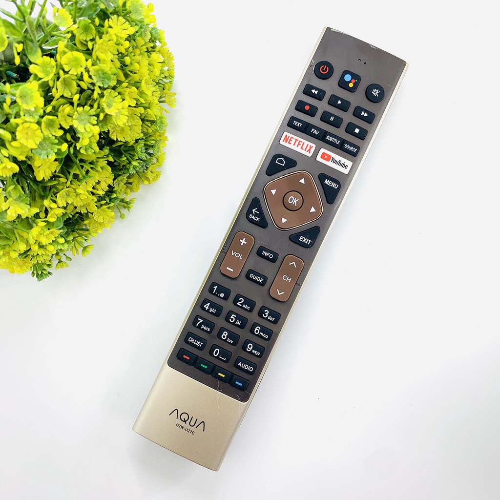 Điều khiển remote từ xa dùng cho tivi aqua HTR-U27E có giọng nói hàng chính hãng - tặng pin