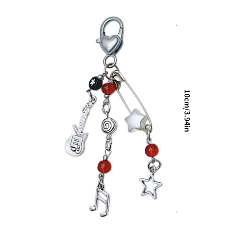 Coo Hợp Thời Trang Phong Cách Rock Guitar Đính Hạt Điện Thoại Quyến Rũ Móc Khóa Đàn Guitar Hạt Dây Đeo Điện Thoại