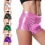 MỘT Nữ Lấp Lánh Da PU Quần Short Co Giãn Eo Nóng Rave Đảng Câu Lạc Bộ Đáy