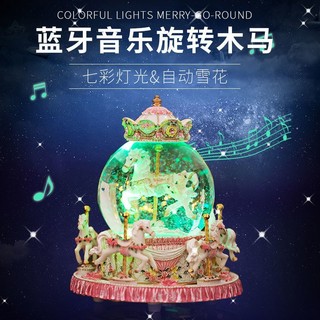 Hộp Nhạc Quả Cầu Tuyết Pha Lê Hình Hoa Tuyết / Con Kỳ Lân Phát Nhạc Làm Quà Giáng Sinh Cho Bạn Gái