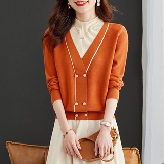 Áo Len Tay Dài Cổ Lọ Giả Hai Lớp Thời Trang Thu Đông Cho Nữ