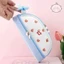 GETVOW Túi Đựng Bút Chì Dễ Thương, Da PU Smile Cherry Pencil, Hoạt Hình Văn Phòng Phẩm Gấu Dâu Hai Lớp Bút Túi Cô Gái