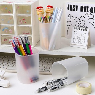MEGOCE 1 Cái Đựng Bút Chì, Hộp Đựng Bút Nhựa Mờ, Mini Tối Giản Để Bàn Sắp Xếp Bàn Chải Đứng Hộp Bảo Quản Trang Điểm