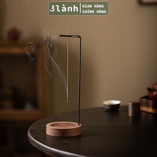 Giá Đỡ Nhang Trầm Hương 3 Lành Bằng Thanh Kim Loại Đế Gỗ ThôngTrang Trí Tâm Linh Thư Giãn