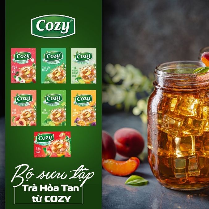 Trà Cozy hòa tan Ice Tea các vị trà đào, trà chanh, trà vải hộp 240g (hộp 16 gói x 15g)