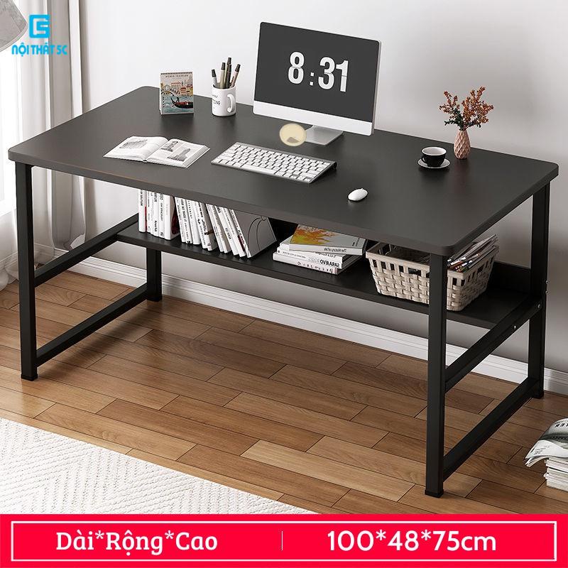 Bàn làm việc, Bàn Học Nội Thất 5C BH-005 kèm kệ sách, khung sắt hộp 25x25mm sơn tĩnh điện, gỗ MDF dày 15mm bo tròn 4 góc | BigBuy360 - bigbuy360.vn