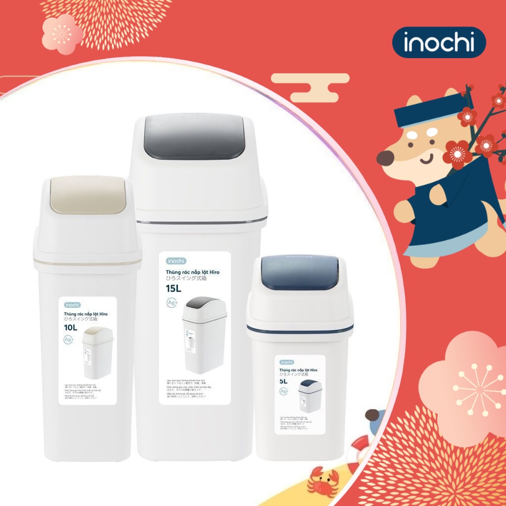 Thùng rác nắp lật Inochi - Hiro 5L/10L/15L (kèm ruột) | Shopee Việt Nam