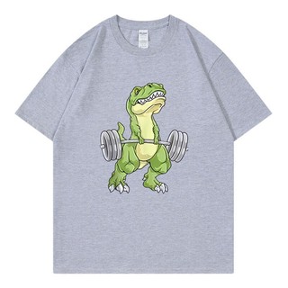 Áo Thun Nam Mùa Hè Chất Lượng Cao Khủng Long Cử Tạ T Rex Tập Gym Tập Luyện Deadlift 100% Cotton Áo Quá Khổ Dạo Phố