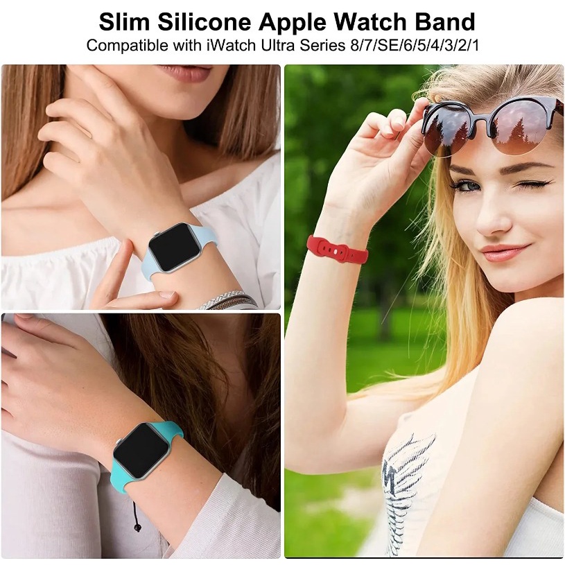 Vòng silicon cho Apple Watch Band Ultra 3 2 49mm Series 11 10 9 45mm 41mm 44mm 40mm 42mm 38mm Vòng đeo tay dây thun iWatch 8 7 6 5 4 3 2 1 Dây đeo