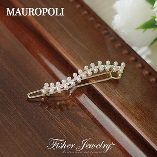Mauropoli [Sẵn sàng] Kẹp tóc nửa mảnh Đầu sau đính đá Ngọc trai Kẹp tóc bên hông Kẹp tóc phong cách mới Mũ đội đầu khóa ếch
