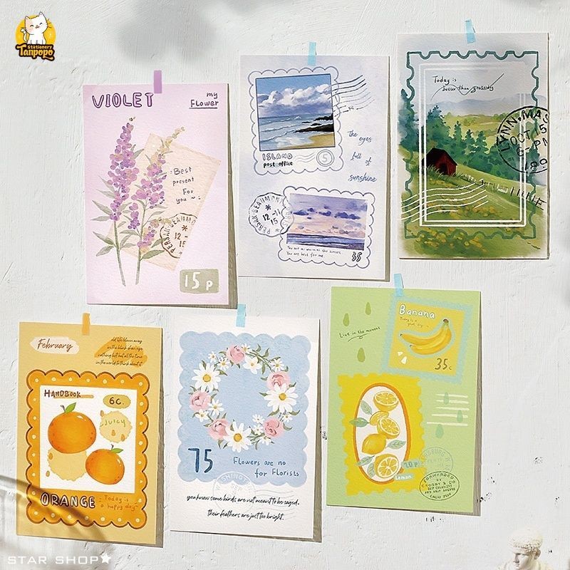 Hộp 30 tấm Postcard Bưu Thiếp PENINSULA POSTMAN - TEM THƯ ART HOA LÁ ...