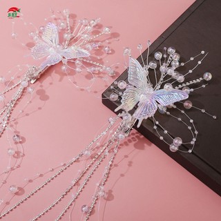 Pha Lê Bướm Tóc Barrettes Kẹp Cưới Cô Dâu Tua Rua Trang Trí Mũ Đội Đầu
