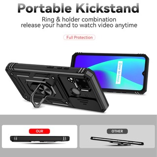 Dành Cho Realme C12 C15 C25 C20 C11 2021 Ốp Lưng Có Trượt Camera Chống Rơi Chịu Lực Bảo Vệ Xoay Vòng Chân Đế Mỏng Vỏ Điện Thoại