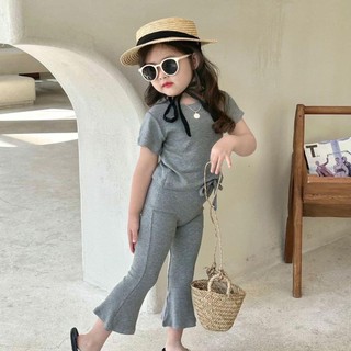 S08 [XẢ KHO]- Set áo thun quần loe bé gái đáng yêu - Size 8-35Kg