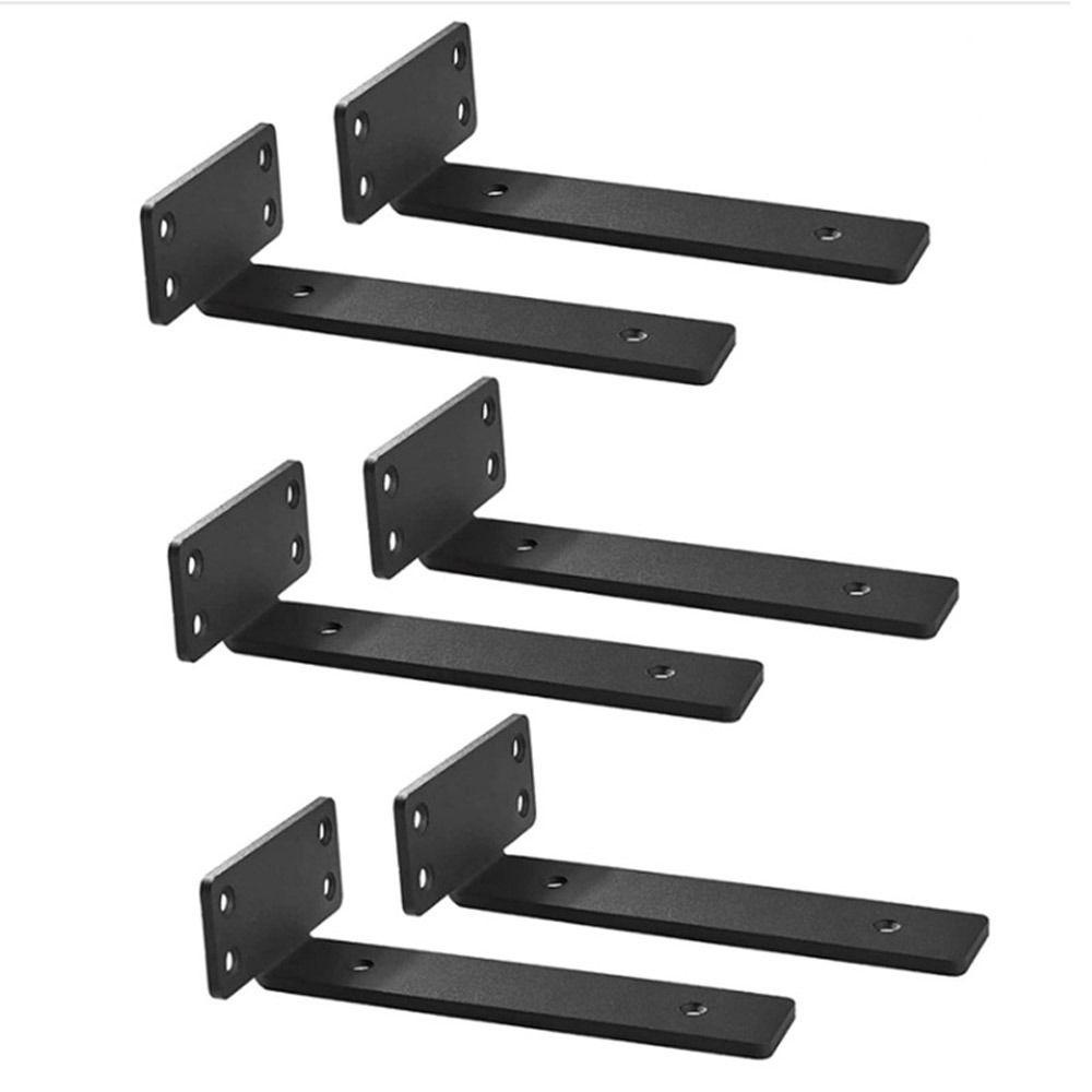 Giá đỡ kệ gang SEREIN, Giá đỡ kệ nổi treo tường hạng nặng, Phụ kiện Kệ treo tường kim loại phủ màu đen Hỗ trợ