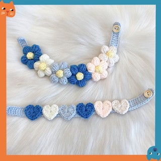 Chó Mèo Handmade Len Dệt Khăn Tình Yêu Hoa Nơ Trang Sức Dễ Thương Cổ Thú Cưng Trang Trí