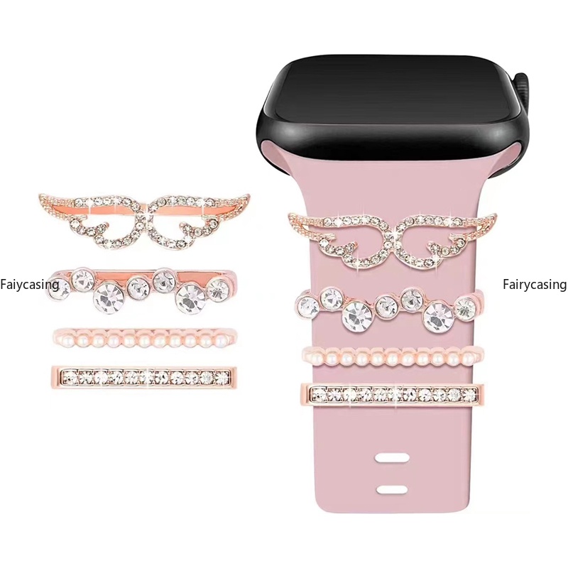 Vòng Đeo Tay Trang Trí Đính Đá Bằng silicone Cho apple watch series 9 8 7 6 se 5 4 3 49mm 45mm 44mm