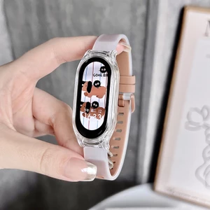 Dây đeo đồng hồ silicon trong suốt hai màu cho Xiaomi Mi Band 9 8 7 Vòng đeo tay thông minh Dây đeo cổ tay Xiaomi Miband 6 Mi5 4 3 Dây đeo đồng hồ thay thế