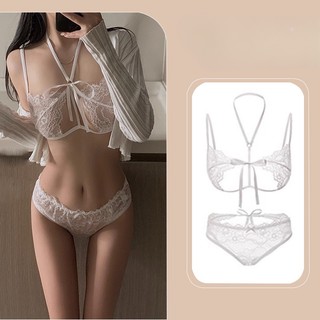 Áo Ngực Ren Hoa Xuyên Thấu Quyến Rũ Cho Nữ Rỗng tinh khiết dục vọng ren sexy dây đeo cổ push-up ba điểm quần lót nữ mùa thu áo  ngực