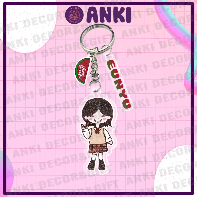 Móc khóa chibi nhân vật dưa hấu lấp lánh, twinglink watermelon,viva la vida, water sugar, quà tặng, sưu tầm - tri decor