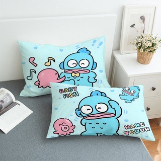 Vỏ gối hình chữ nhật Sanrio Hangyodon Vỏ gối bằng vải Polyester in một mặt Trang trí ghế Sofa tại nhà (Không có lõi)