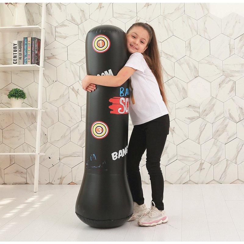 Bao trụ đấm bốc đấm bốc cho bé bộ boxing tự cân bằng cho bé cao 1m2 bơm hơi chất cao su tặng kèm bơm KIDSTORE