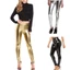 Quần Legging Giả Da GODD PU Cho Nữ Lấp Lánh Sáng Kim Loại Vàng Bạc Quần Sáng Phong Cách Punk Slim Pencil Pan